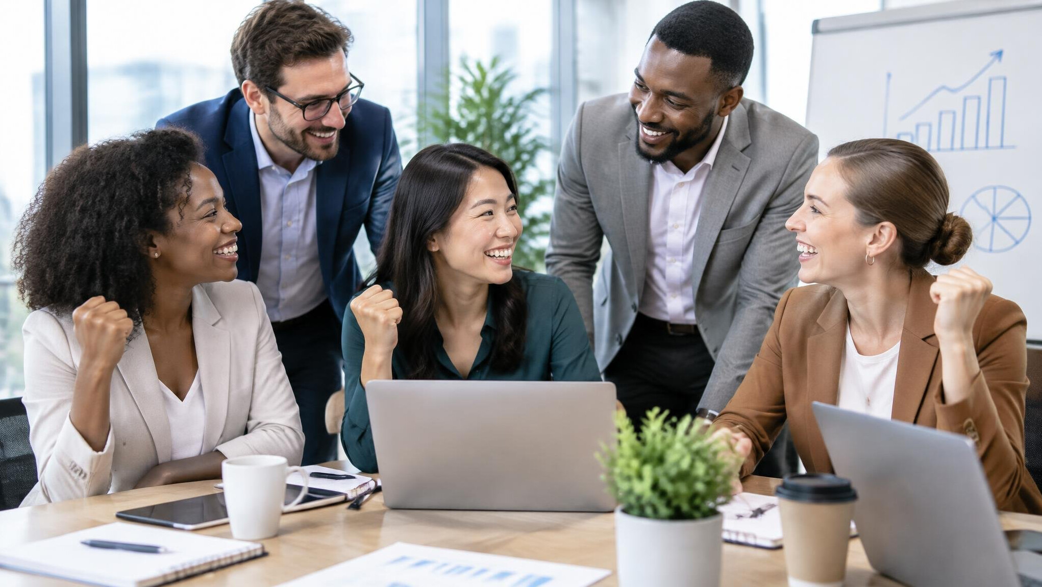 happy diverse team